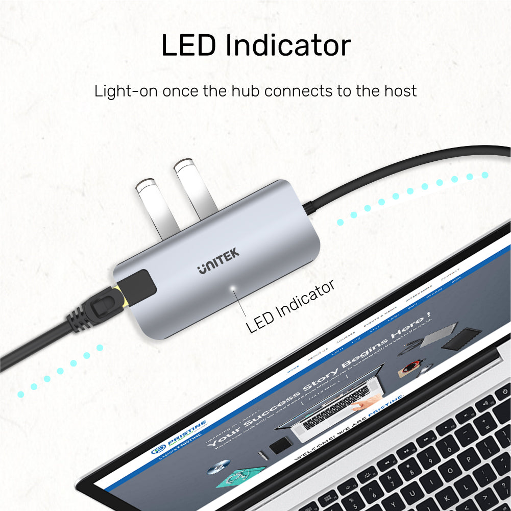 uHUB P5+ 5-in-1 USB-C Ethernet Hub with HDMI and 100W Power Delivery