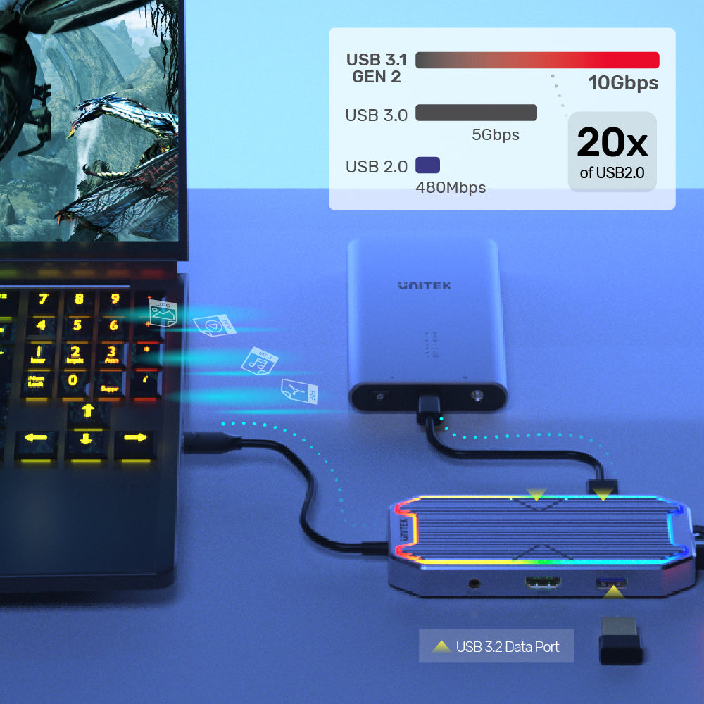 uHUB S7+ 7-in-1 USB-C Hub with 10Gbps Data, HDMI and PD 100W