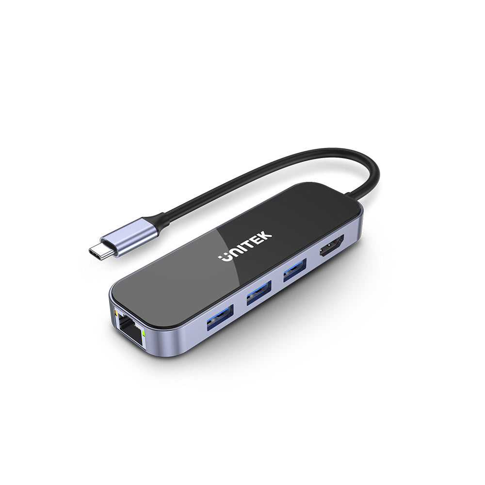 uHUB H6 Gloss 6-in-1 USB-C Ethernet Hub With HDMI and 100W Power Delivery