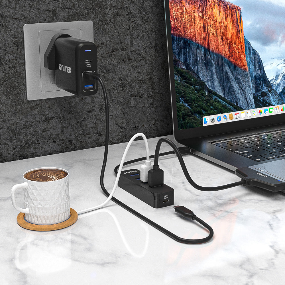 uHUB Q4 4 Ports Powered USB 3.0 Hub with USB-C Power Port