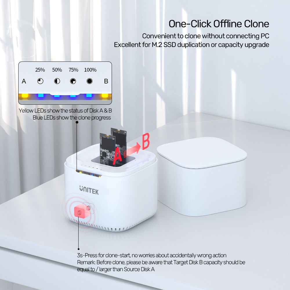 SyncStation Marshmallow M.2 USB-C to PCIe/NVMe M.2 SSD Dual Bay Docking Station with Offline Clone