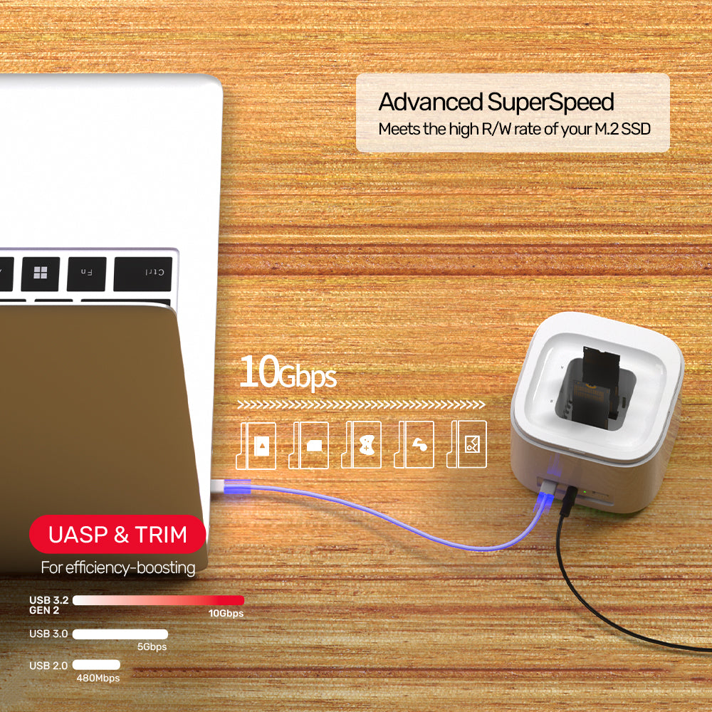 SyncStation Marshmallow M.2 USB-C to PCIe/NVMe M.2 SSD Dual Bay Docking Station with Offline Clone