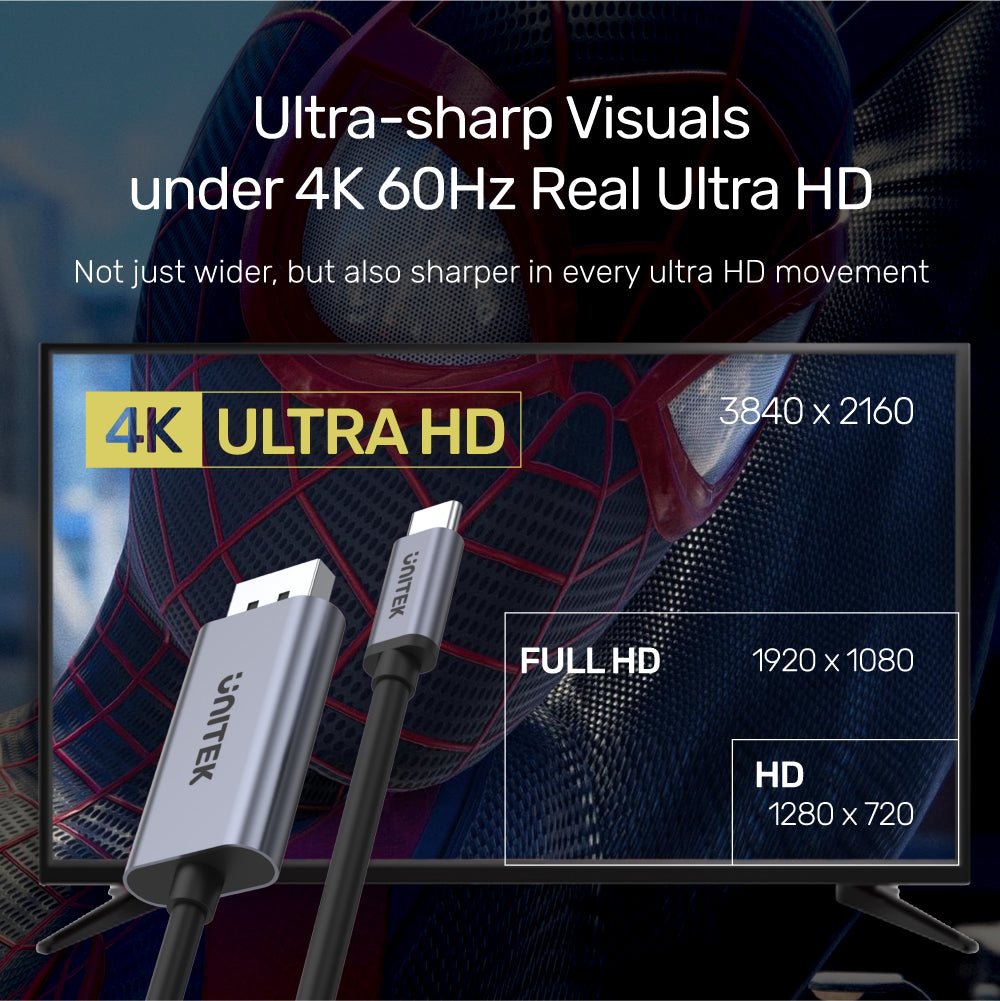 4K 60Hz USB-C to DisplayPort 1.2 Cable