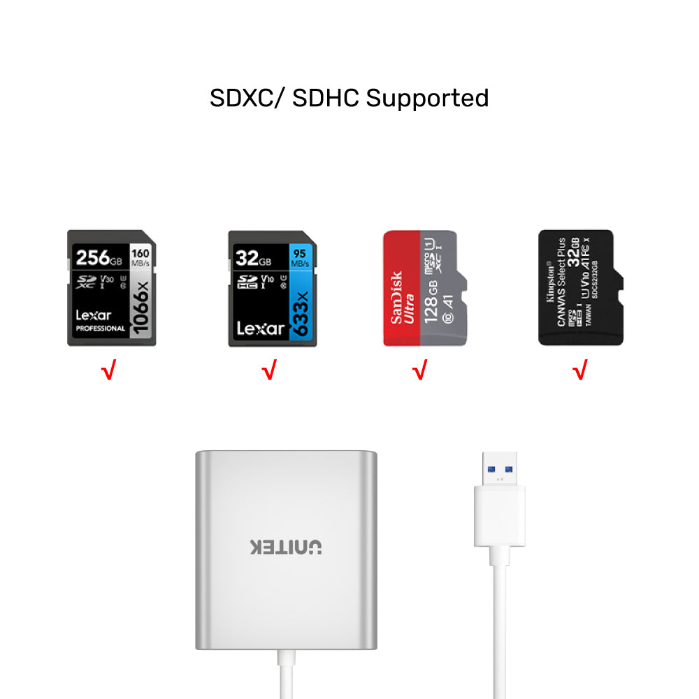 USB 3.0 3-Port Memory Card Reader