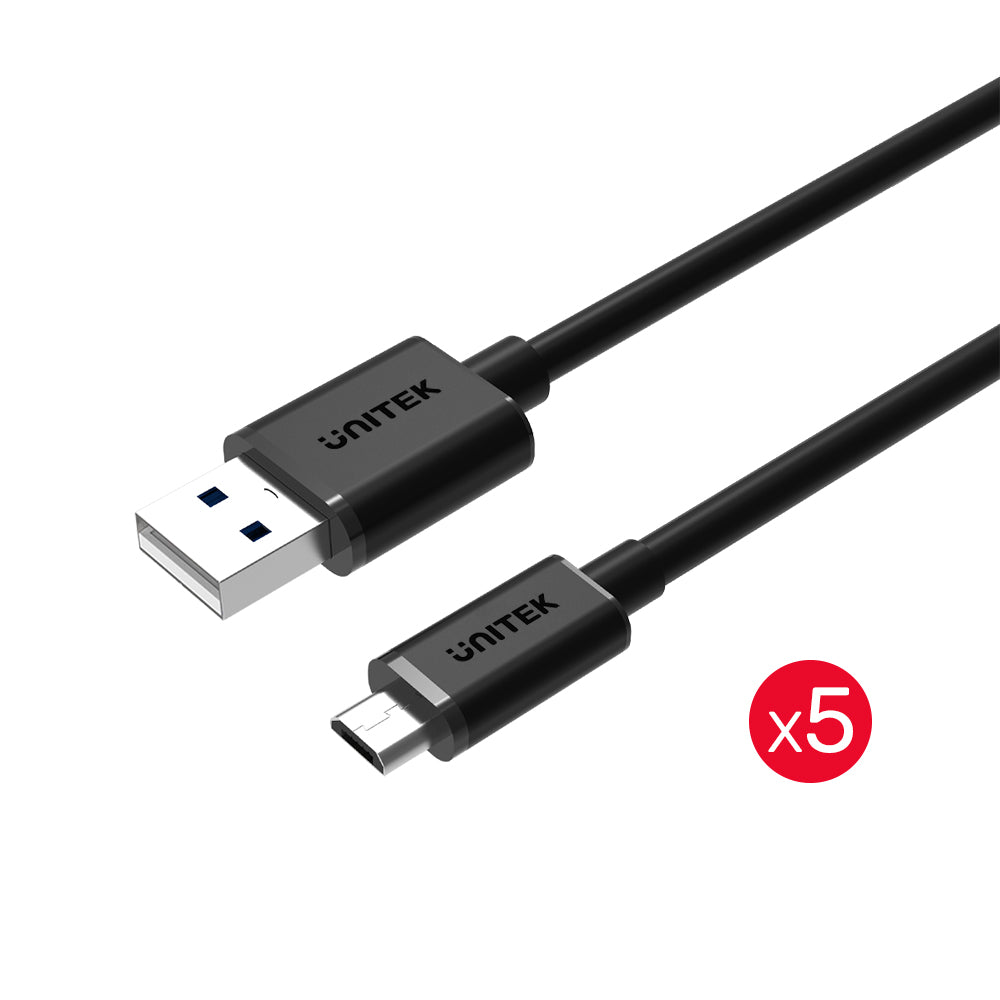 USB 2.0 to Micro USB Charging Cable Bundle Pack (2 x 0.3m and 3 x 0.2m)