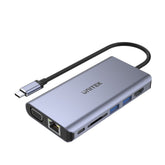 uHUB O8+ 8-in-1 USB-C Ethernet Hub with Dual Monitor, 100W Power Delivery and Card Reader