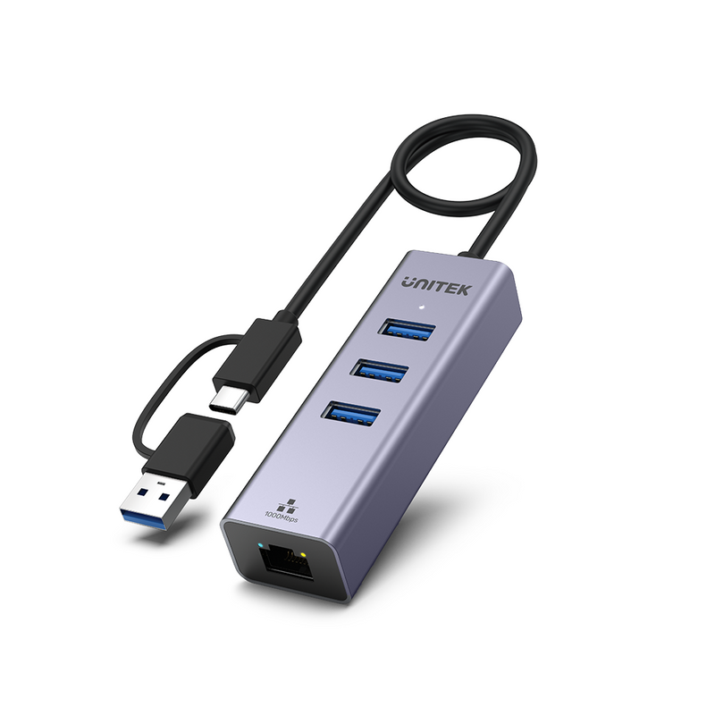 USB 3.0 To USB HUB With Gigabyte Ethernet Port 4-in-1