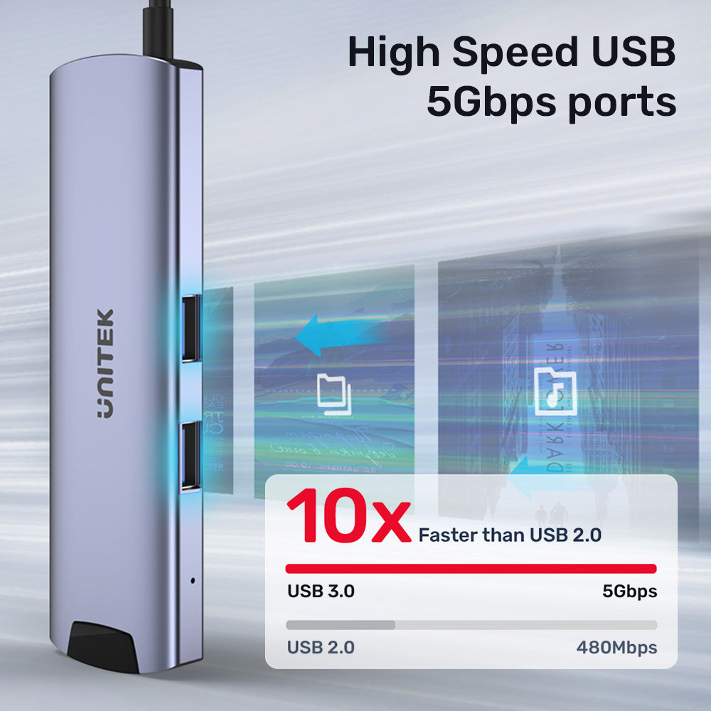 thumbnail image 2 of 6-in-1 USB-C Hub - Converts 1 Port To 7: HDMI 4K, USB 3.0, USB-C, Powered & Portable For MacBook & Laptops 2 of 12