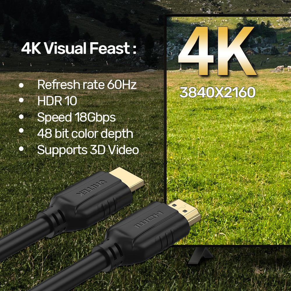 UNITEK Human Friendly C11061BK-0.3M - Cable HDMI 2.0 corto a