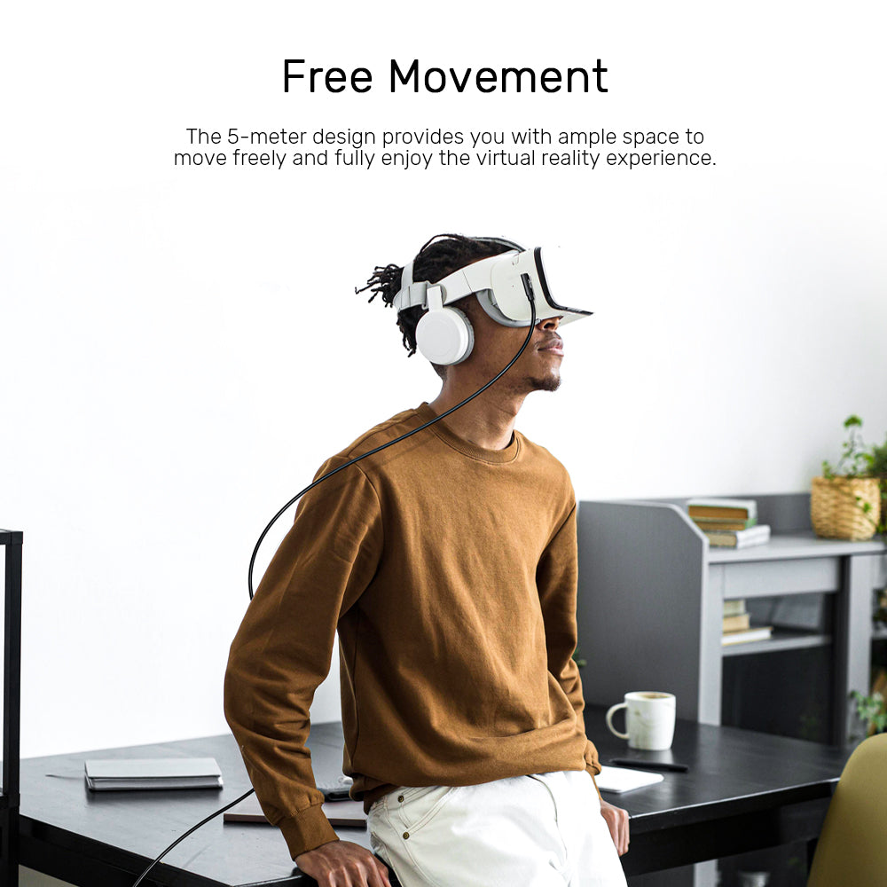 VR Link Pro Cable (90 Degree USB-C to C Cable supports 5Gps & 60W)
