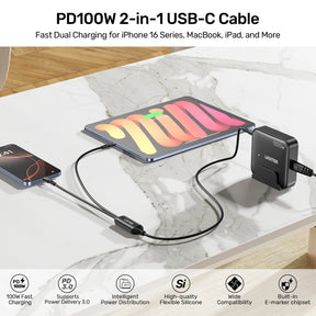 PD100W 2-in-1 USB-C Cable