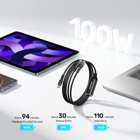 PD100W 2-in-1 USB-C Cable