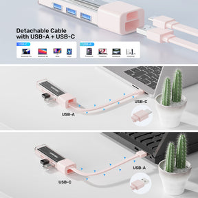 Bi-Directional Hub with Detachable Cable