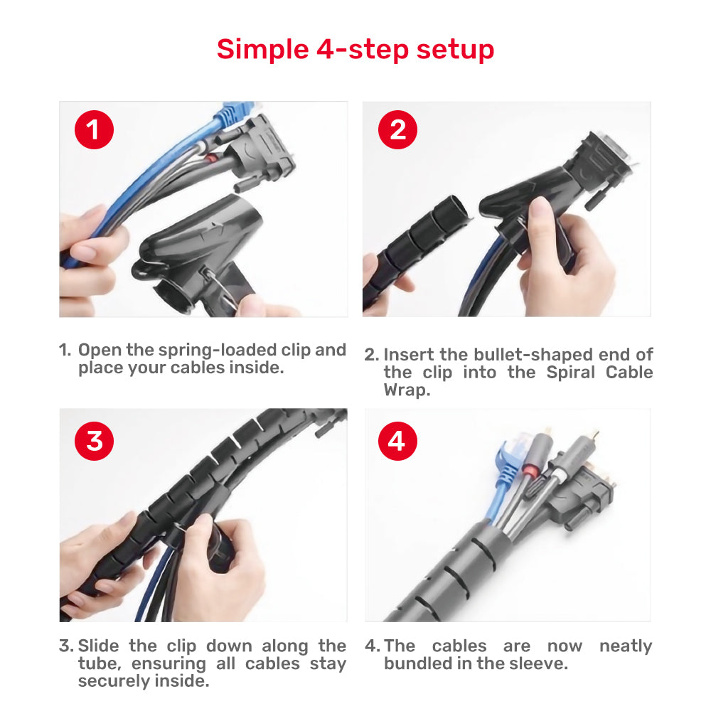Spiral Cable Wrap (22mm Diameter Spiral Cable Wrap with Clip Zippe)