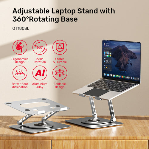 Rotatable Apple Computer Stand Adjustable Laptop Stand with 360° Rotating Base | UNITEK