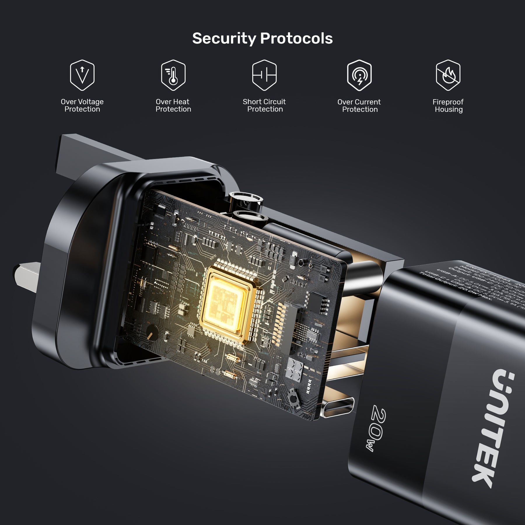 20W Wall Charger-פירוט הגנות שיש למטען