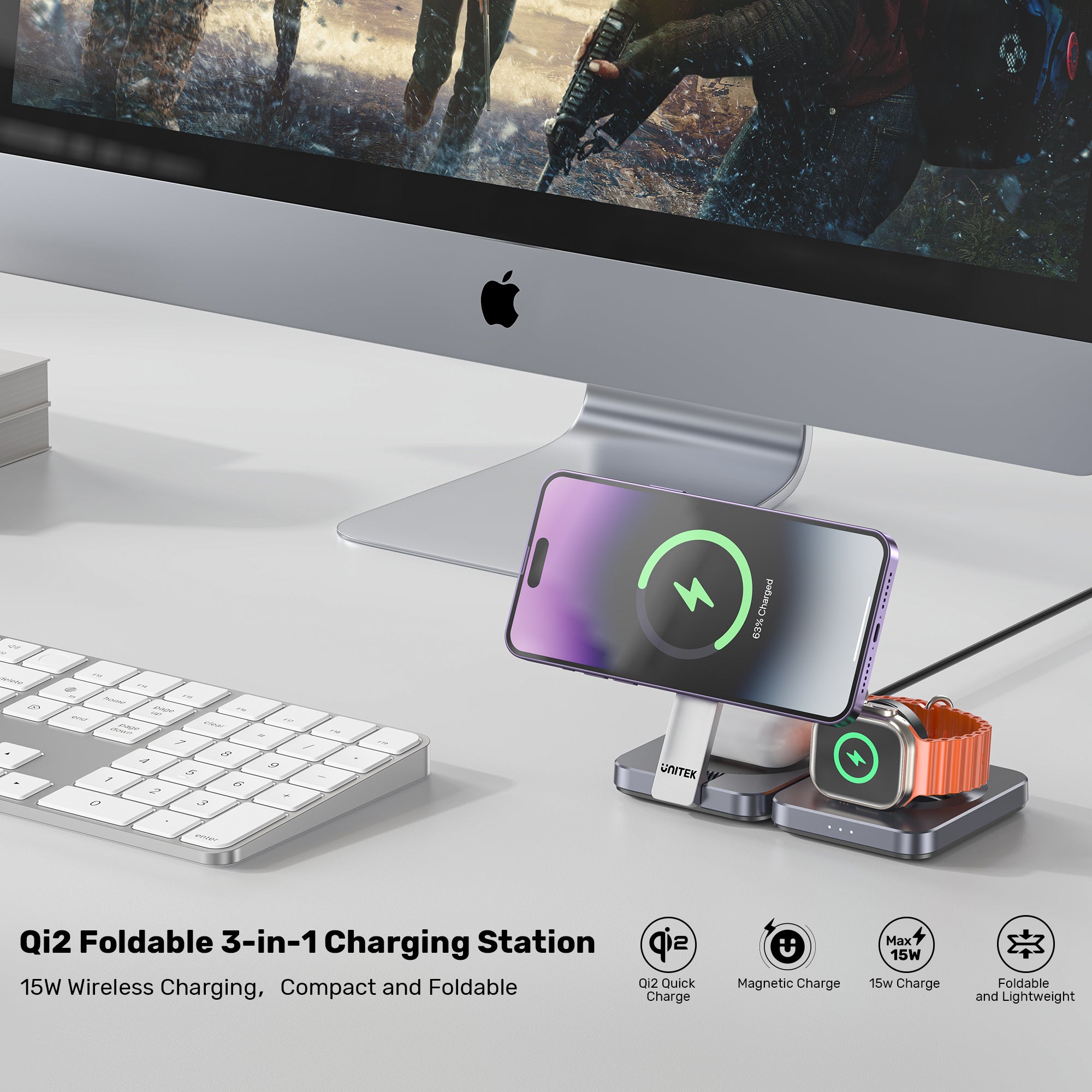 Qi2 Foldable 3-in-1 Charging Station