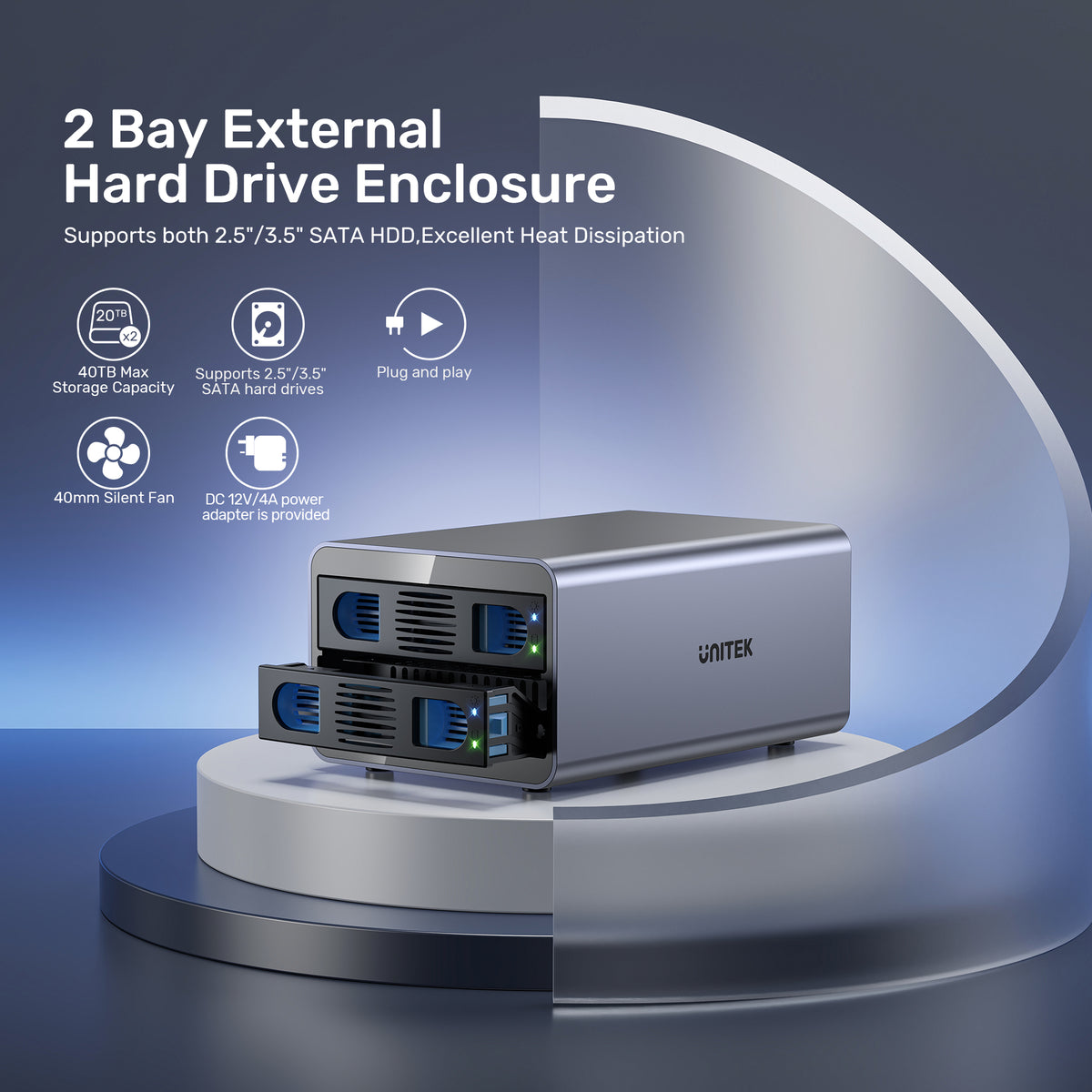 2 Bay External Hard Drive Enclosure | UNITEK