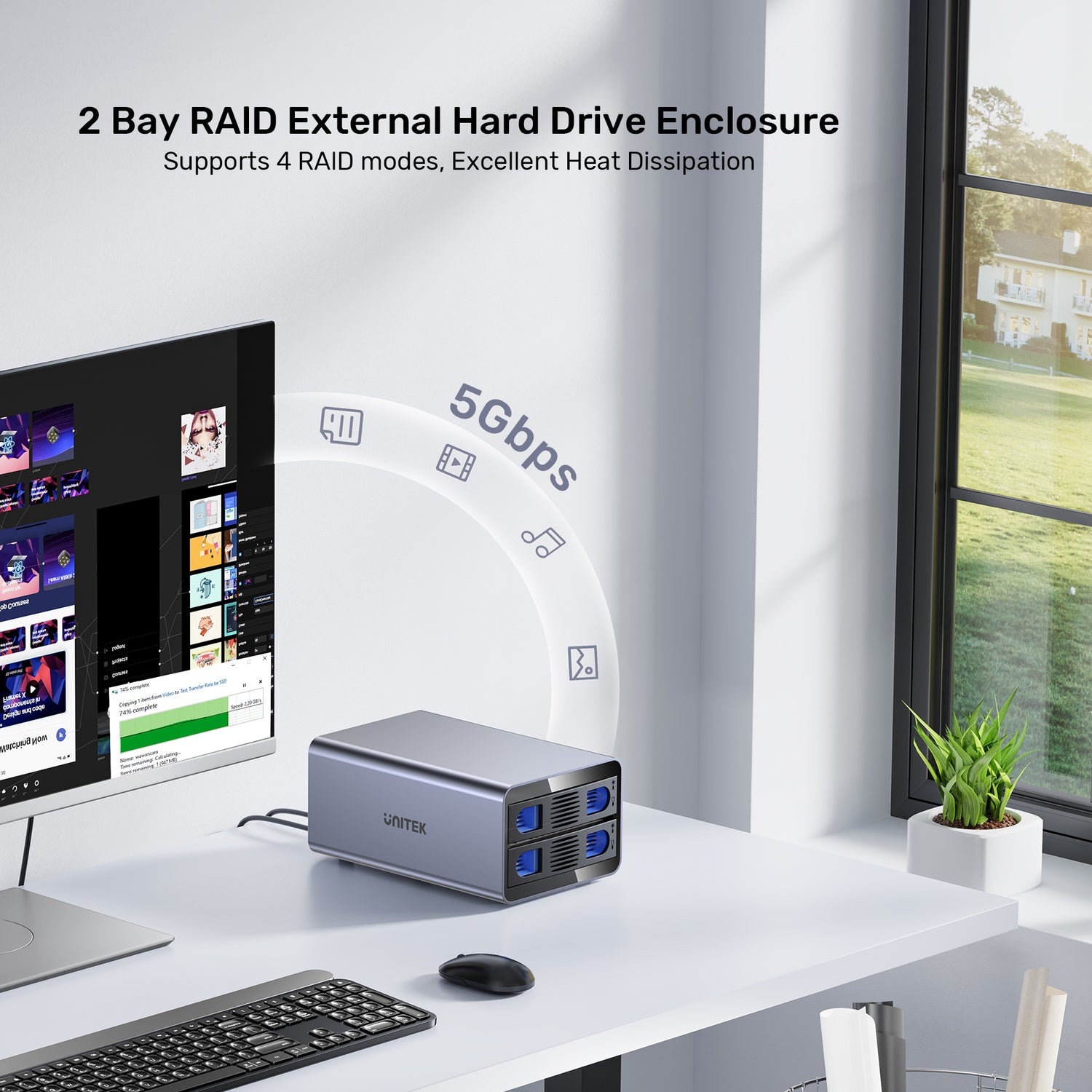 2 Bay RAID External Hard Drive Enclosure | UNITEK