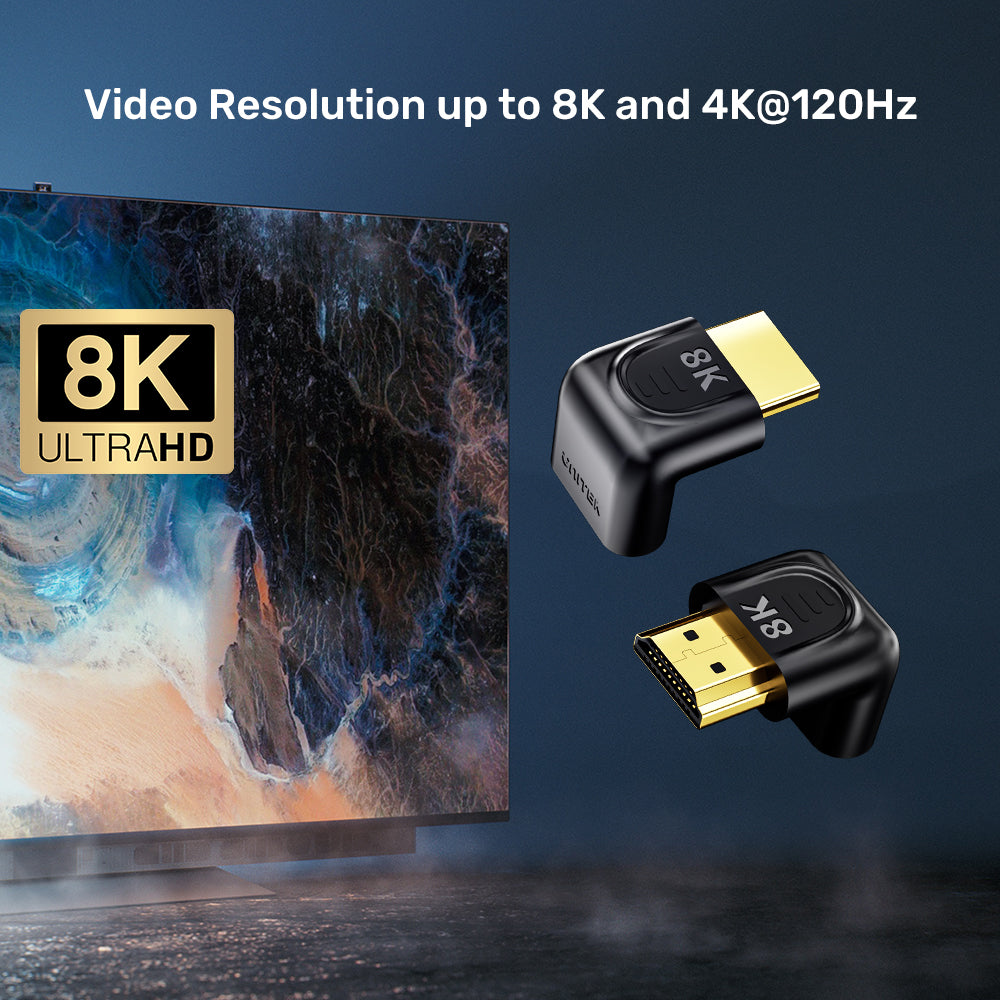 Adattatore HDMI 2.1 Garrulax 8K A 90 E 270 Gradi | Maschio-Femmina Combo, Supporta 8K@60Hz E 4K@120Hz | Per Laptop, TV, Proiettori, Console