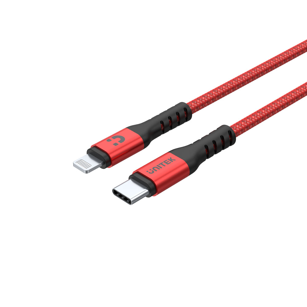 MFi Certified USB-C to Lightning 20W PD Fast Charging Cable with Data Syncing (Red Edition)