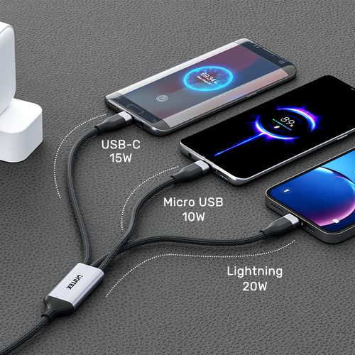3-in-1 USB-C cable: Lightning, USB-C & Micro-USB devices| UNITEK