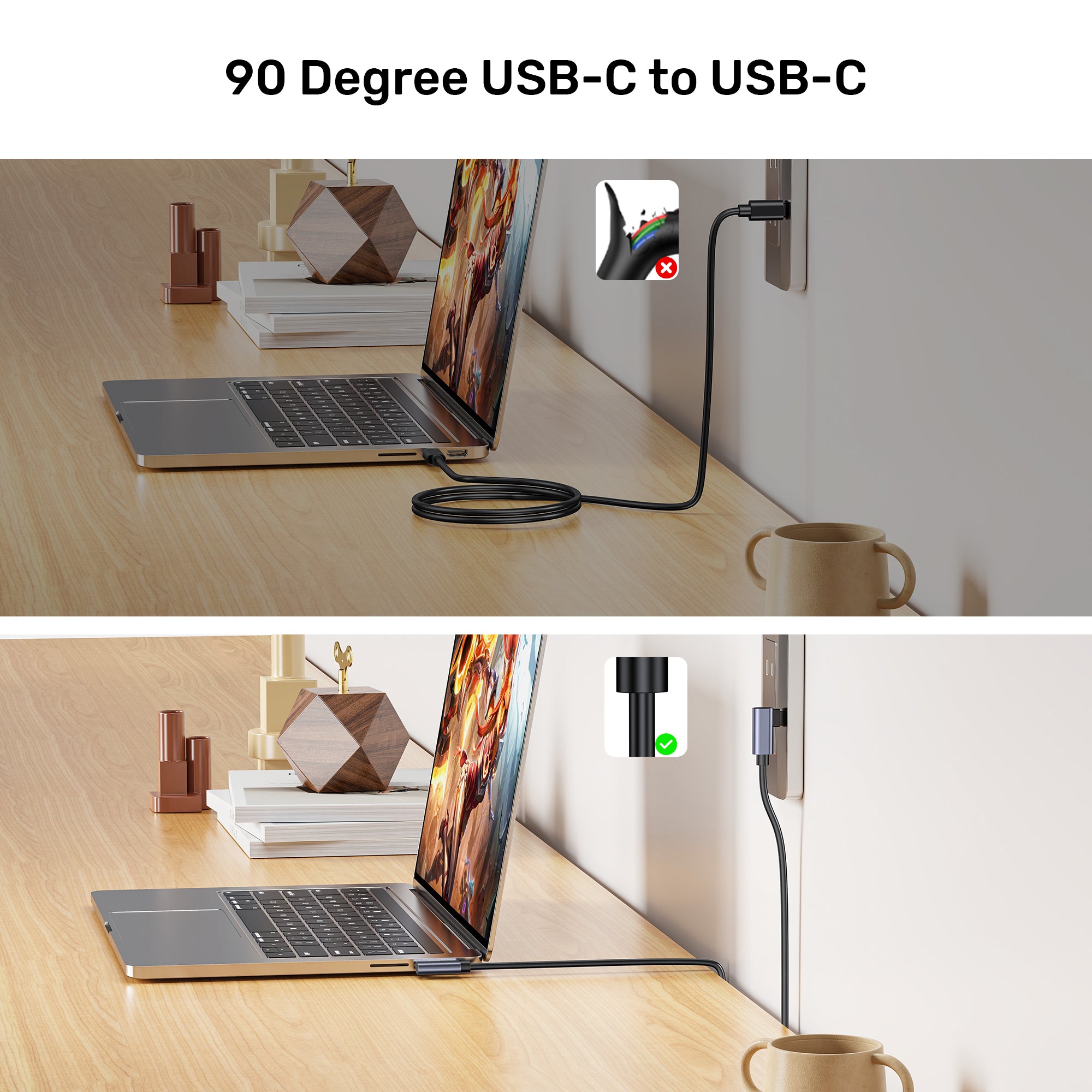 PD 100W USB-C 케이블 듀얼 90도