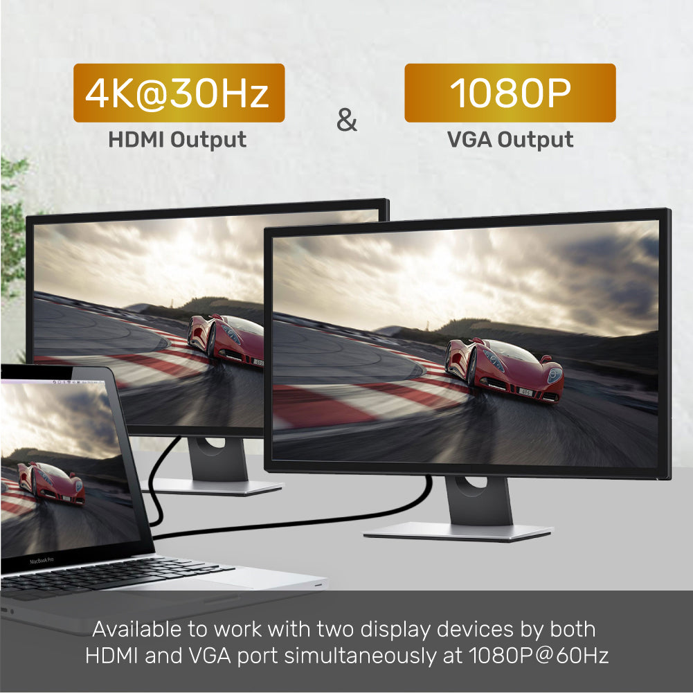 uHUB O8+ 8-in-1 USB-C Dual Display Hub with USB 5Gbps and PD 100W Charging