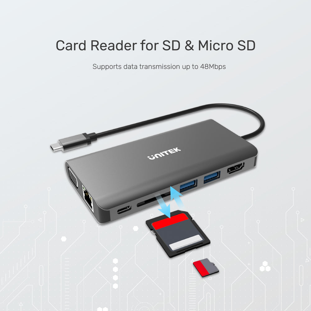 uHUB O8+ 8-in-1 USB-C Dual Display Hub with USB 5Gbps and PD 100W Charging