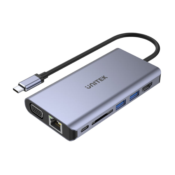 uHUB O8+ 8-in-1 USB-C Dual Display Hub, 5Gbps USB, 100W PD | UNITEK