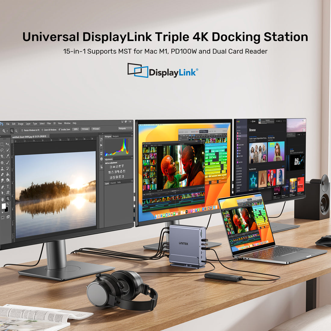 Displaylink Docking Universal DisplayLink Triple 4K Docking Station | UNITEK