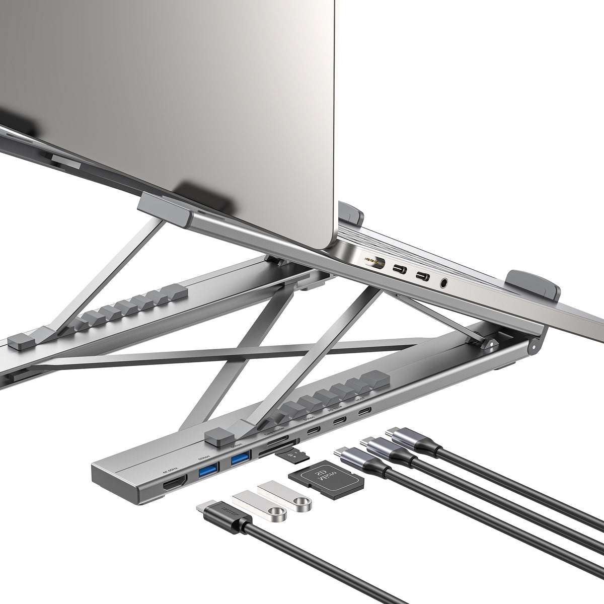 USB-C Foldable Laptop Stand with Docking Station | UNITEK
