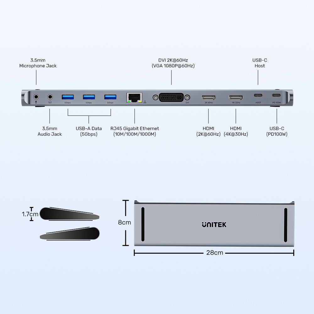 uHUB11+ USB-C DisplayLink 4K Docking Station