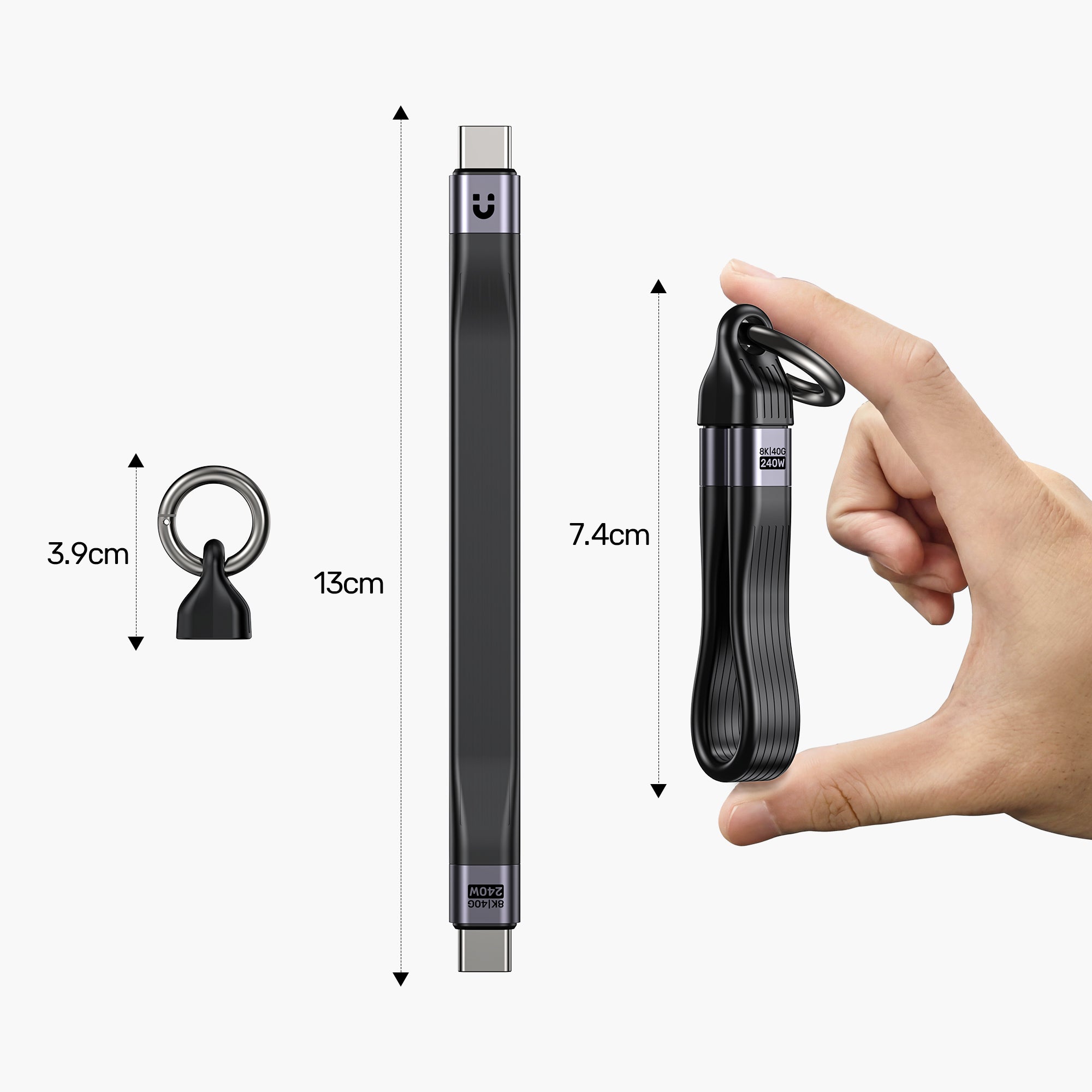 Full-Featured USB4 Keychain Cable with 240W PD