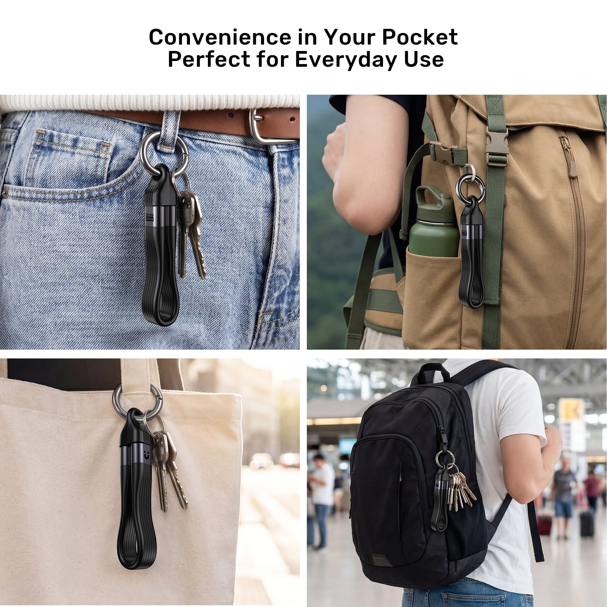 Full-Featured USB4 Keychain Cable with 240W PD