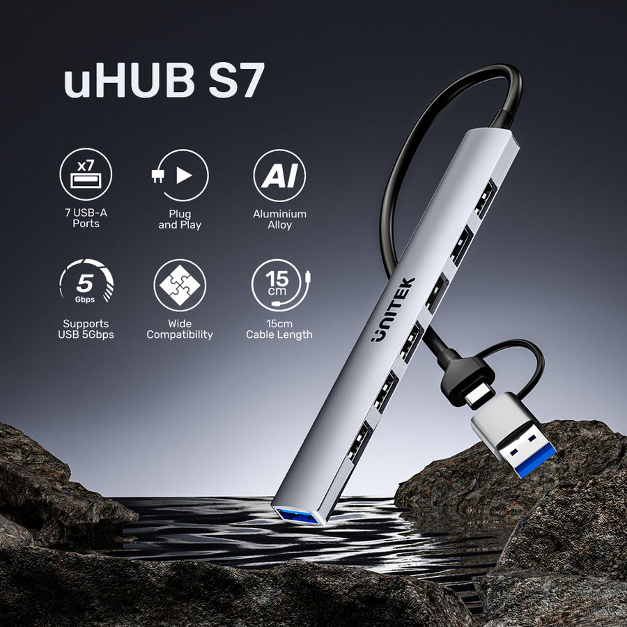 UHUB S7 7 in 1 5Gbps Hub With 7 USB A Ports UNITEK uhub-s7-7-in-1-5gbps-hub-with-7-usb-a-ports-unitek