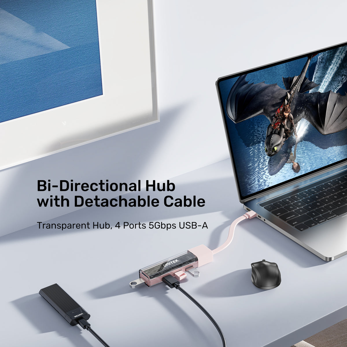 Bi-Directional Hub with Detachable Cable | UNITEK