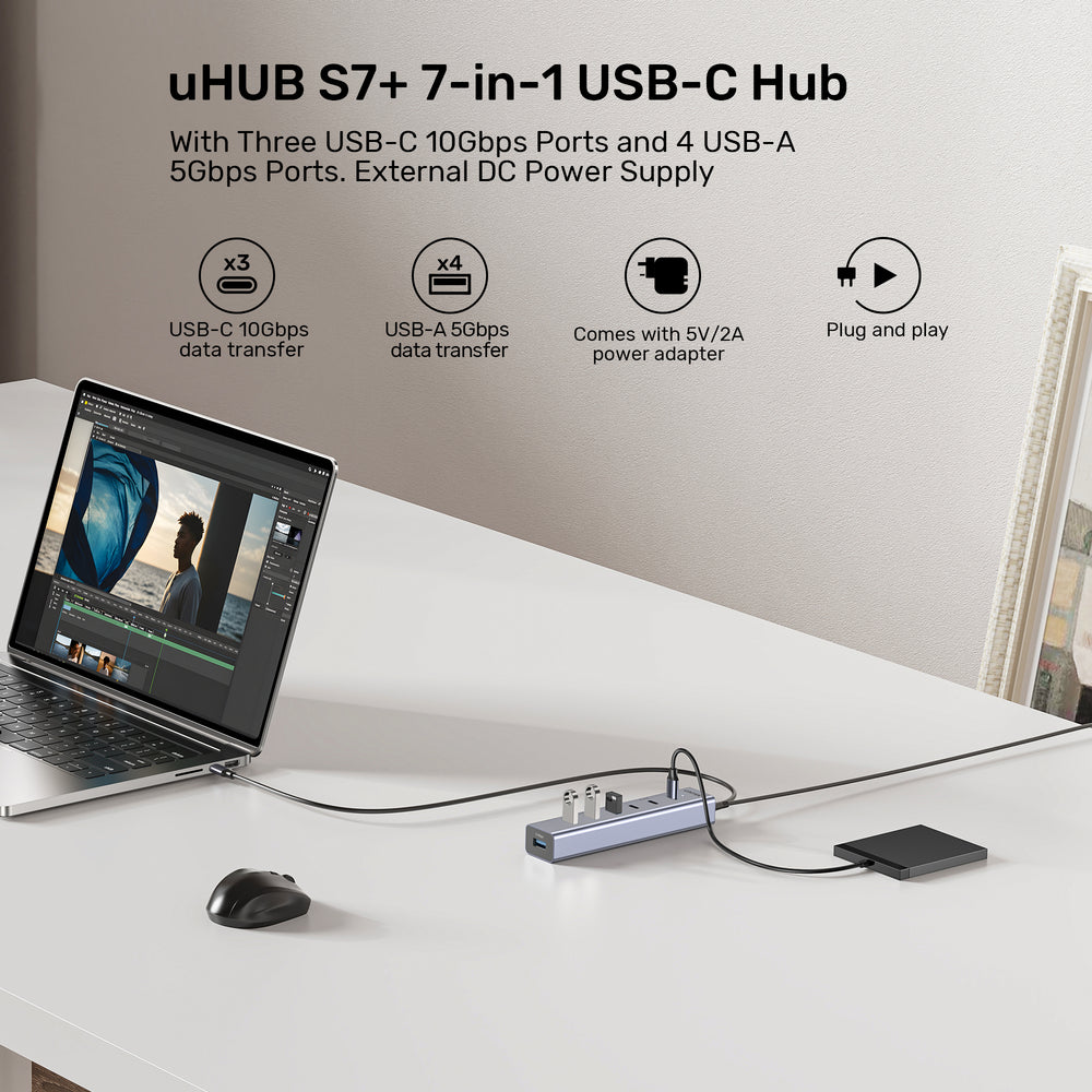 uHUB S7+ 7-in-1 USB-C Hub | UNITEK