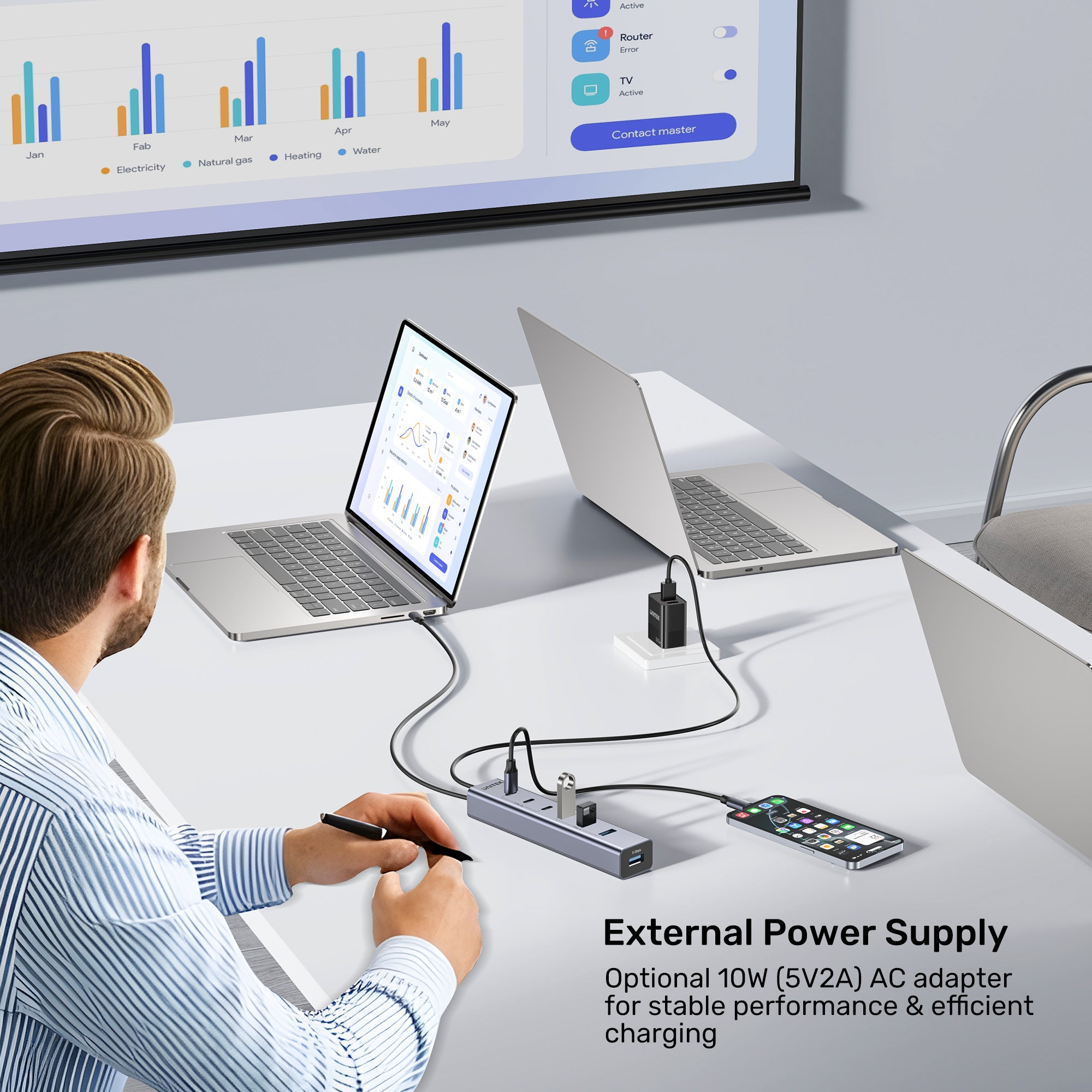 uHUB S7+ 7-in-1 USB-C Hub With 3 USB-C 10Gbps Ports and 4 USB-A 5 Gbps Ports