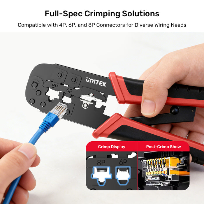 Cable Ratcheting Points 4P/6P/8P Multi-Function Ratchet Network Cable Crimping Tool