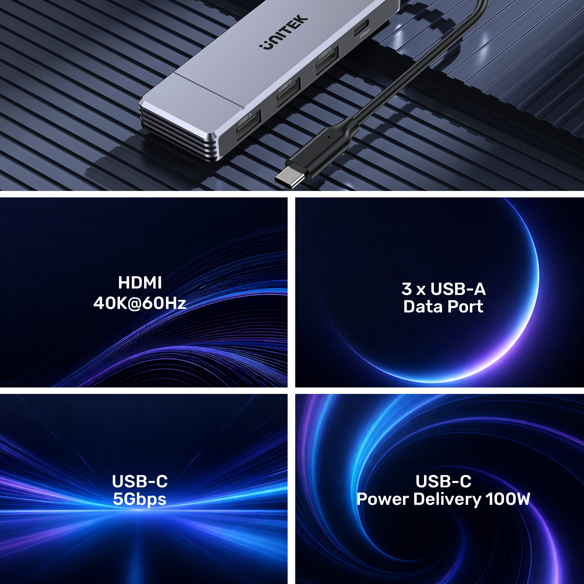 Omni H6+ 6-in-1 USB-C Hub with PD 100W