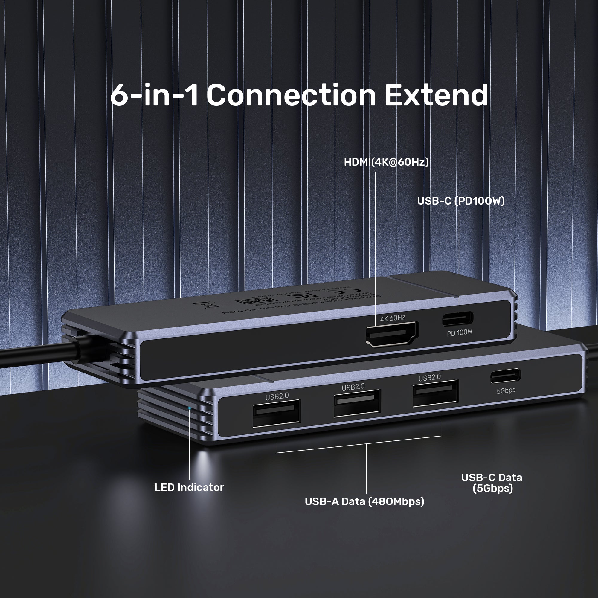 Omni H6+ 6-in-1 USB-C Hub with PD 100W