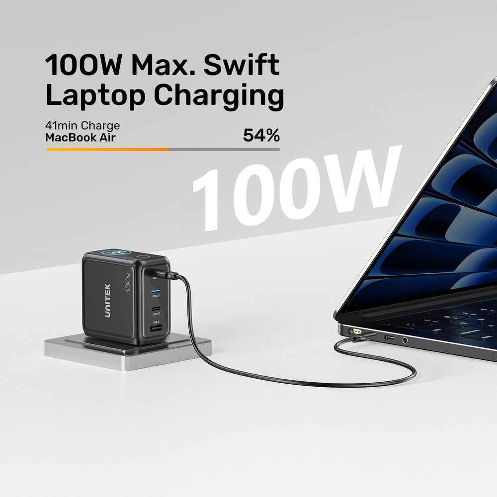 Rexo Microfi Rexo 100W 4-Port GaN Charger with Smart Display | UNITEK