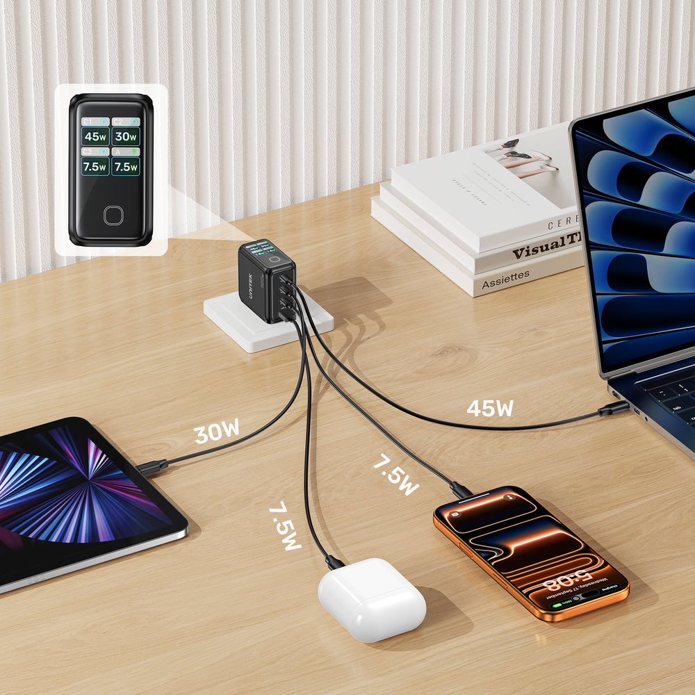 Rexo 100W 4-Port GaN Charger with Smart Display | UNITEK