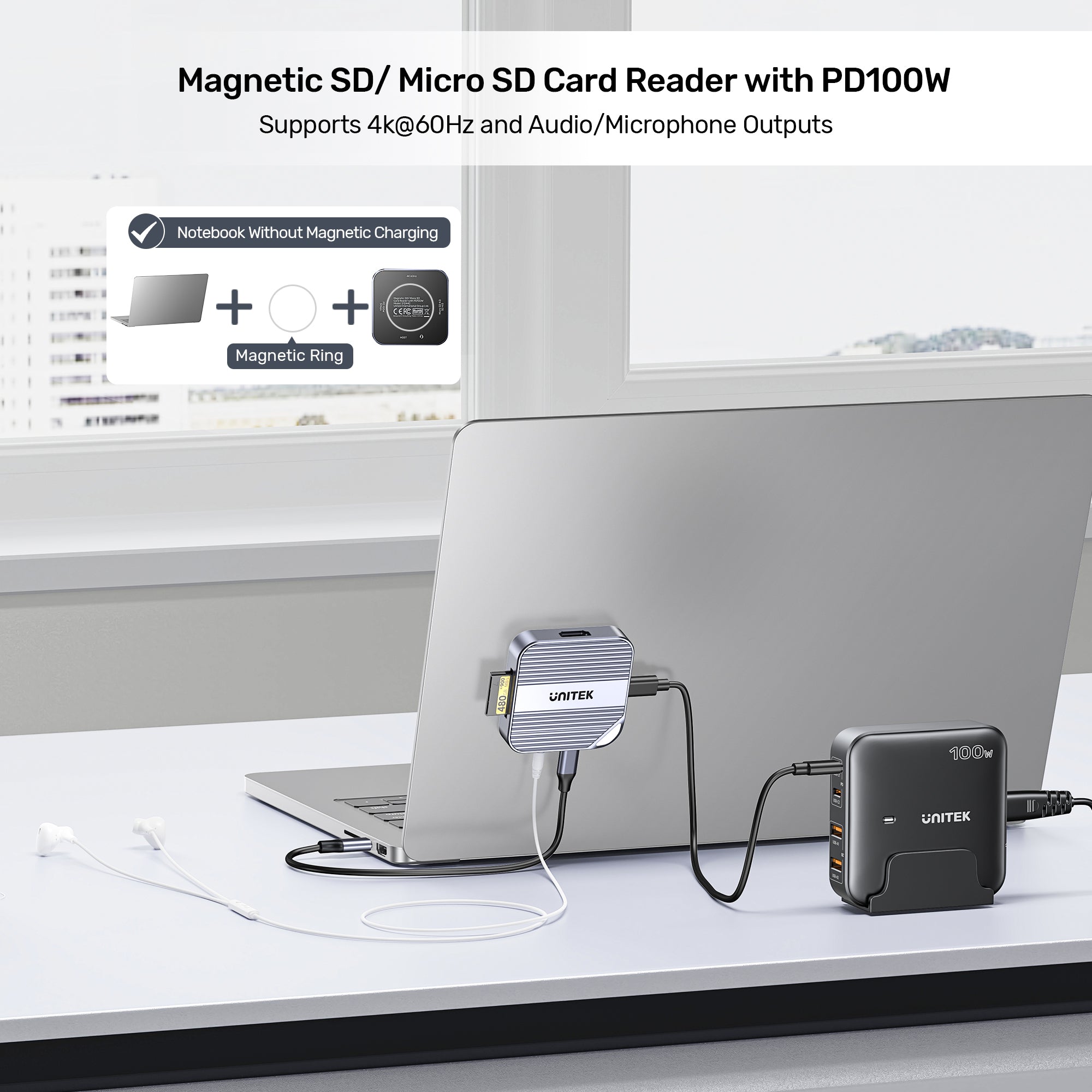 Magnetic SD/ Micro SD Card Reader with PD100W