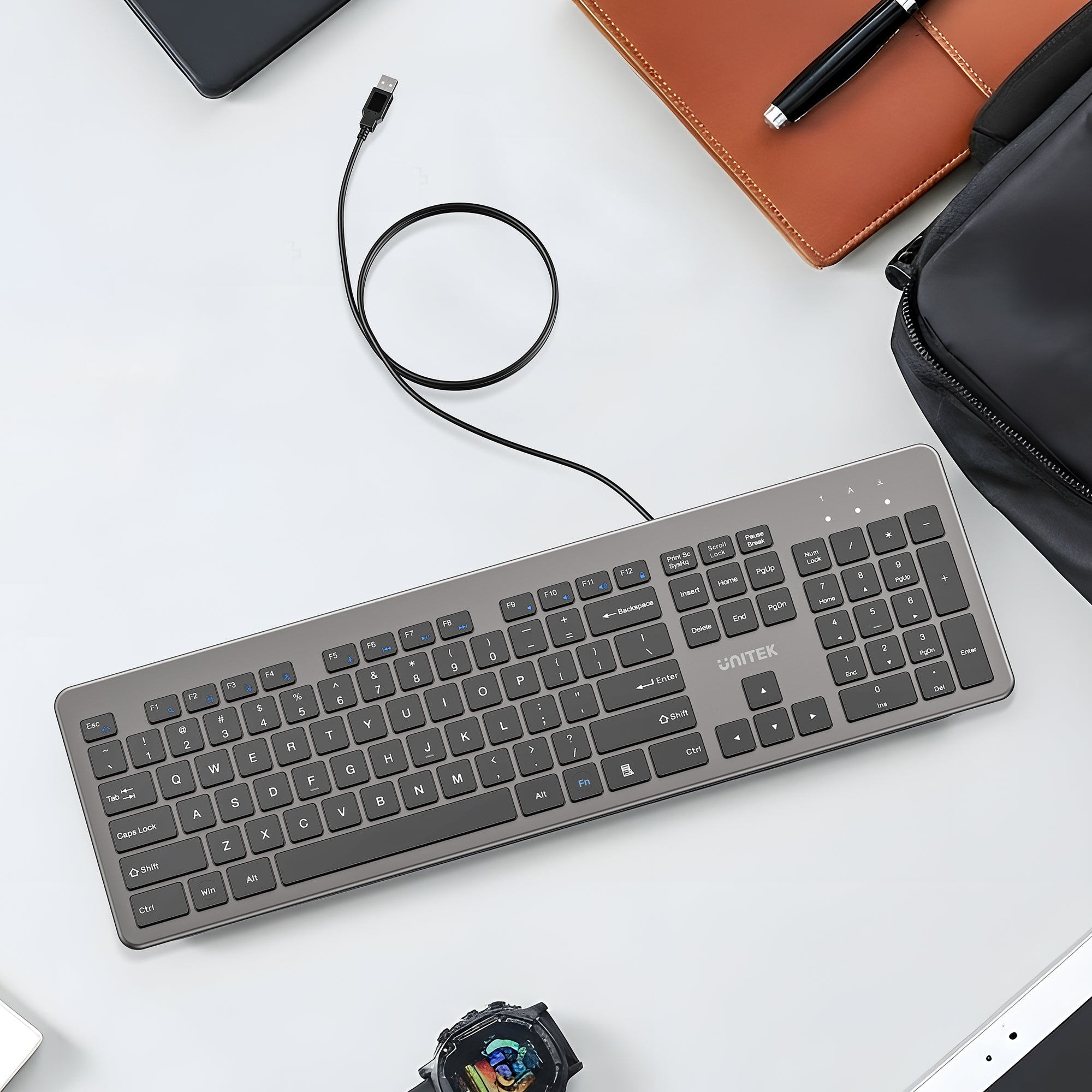 SlimTap Ultra Light Wired Keyboard with 104 keys