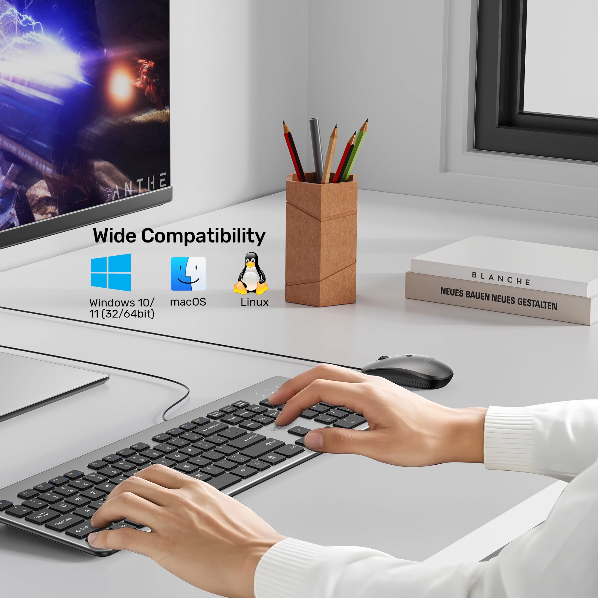 SlimTap Ultra Light Wired Keyboard with 104 keys