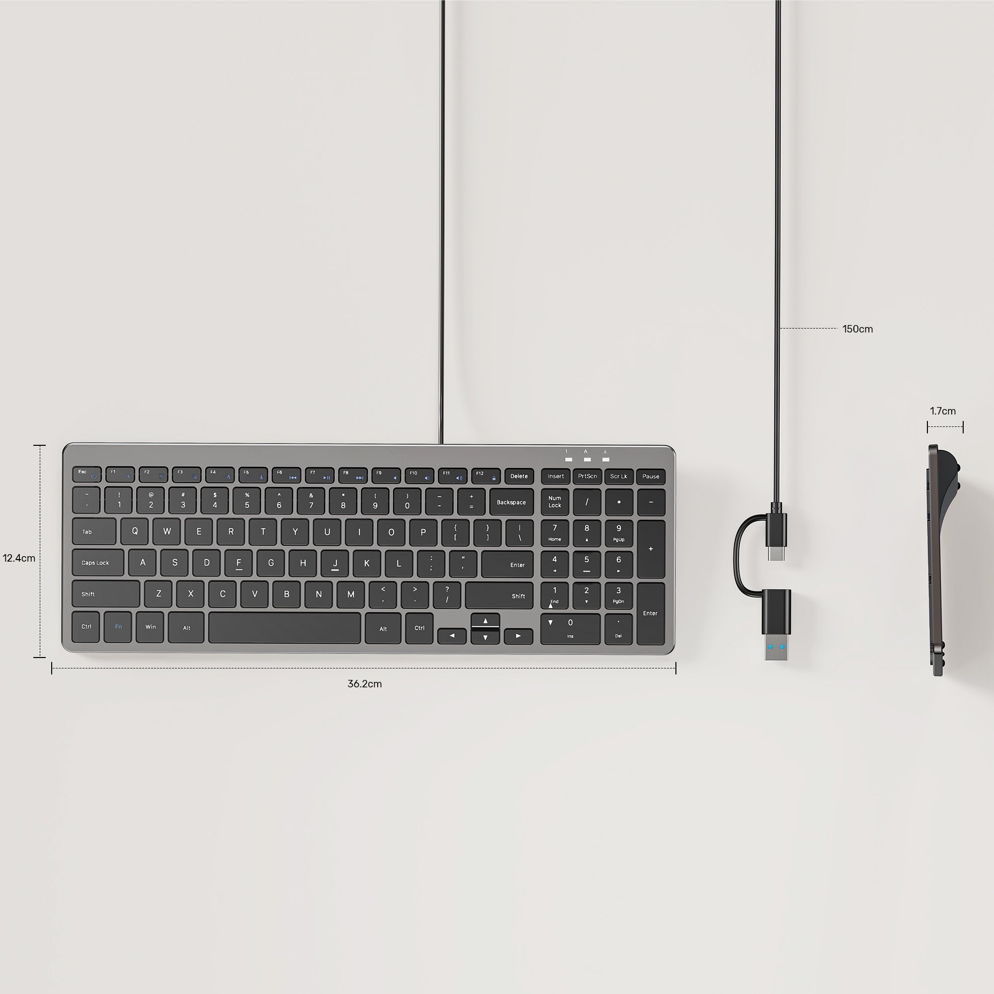 SlimTap Ultra Light Wired Keyboard with 99 keys