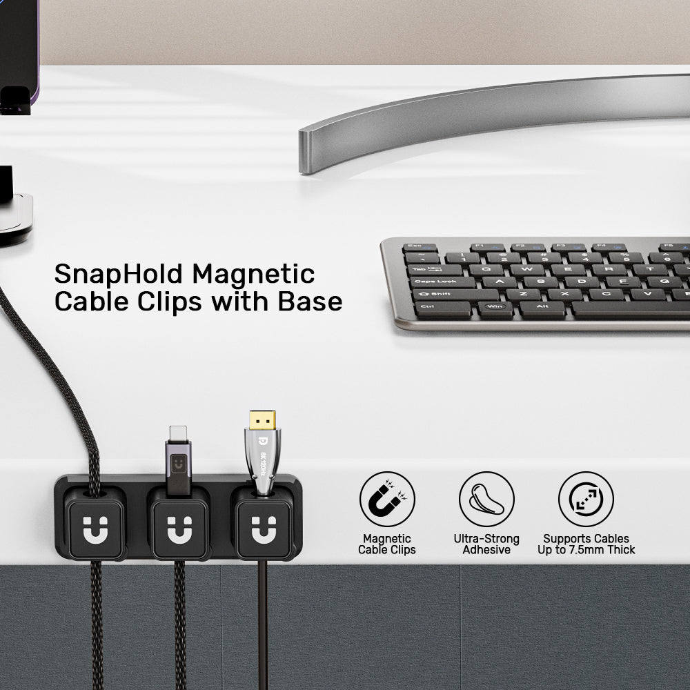 SnapHold Magnetic Cable Clips with Base