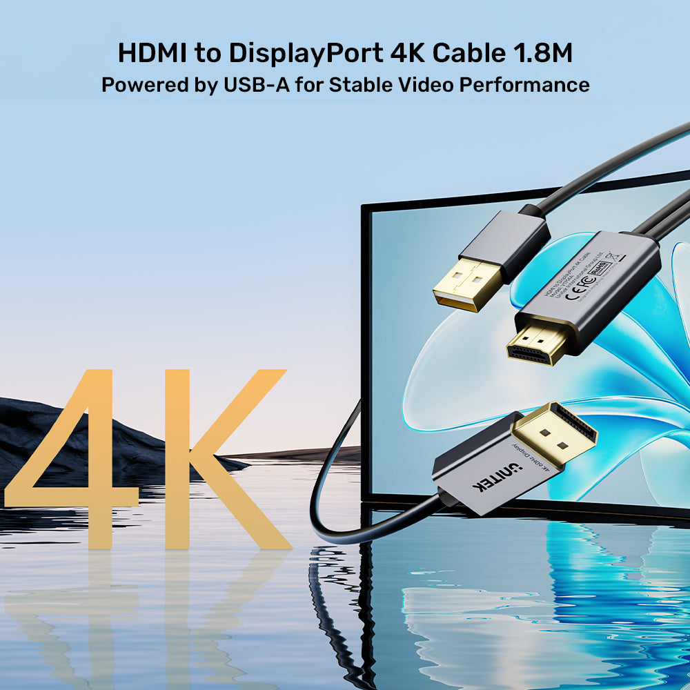 HDMI to DisplayPort 4K Cable 1.8M